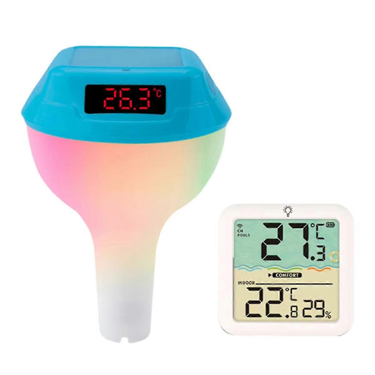 Solar Powered Pool Thermometer with LED Display Intelligent Outdoor Waterproof Spa Thermom for Swimming Pool C