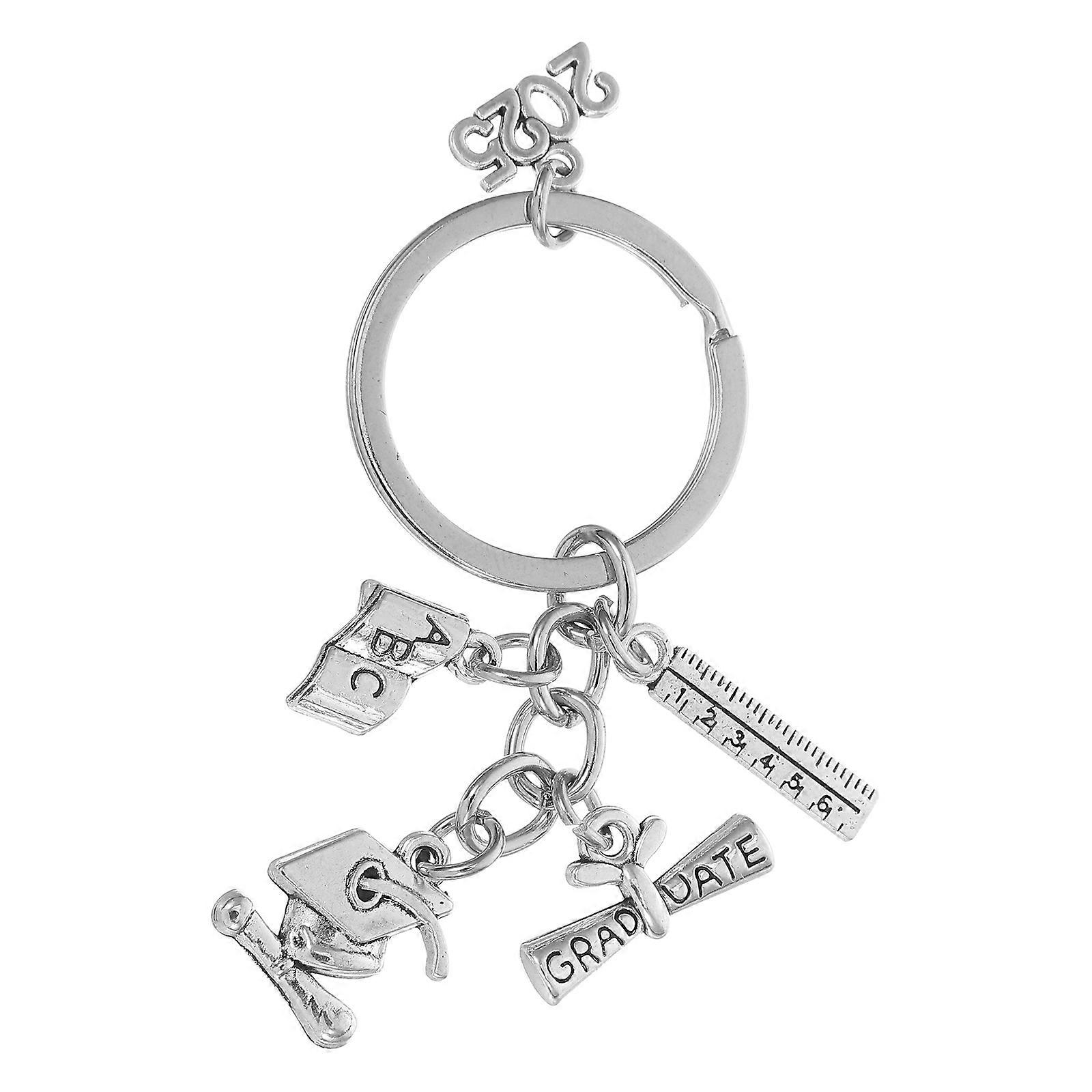 Graduation Season Keychain Made of Zinc Alloy for Holding Keys Silver Color Creative Design Practical Material 3 Inch