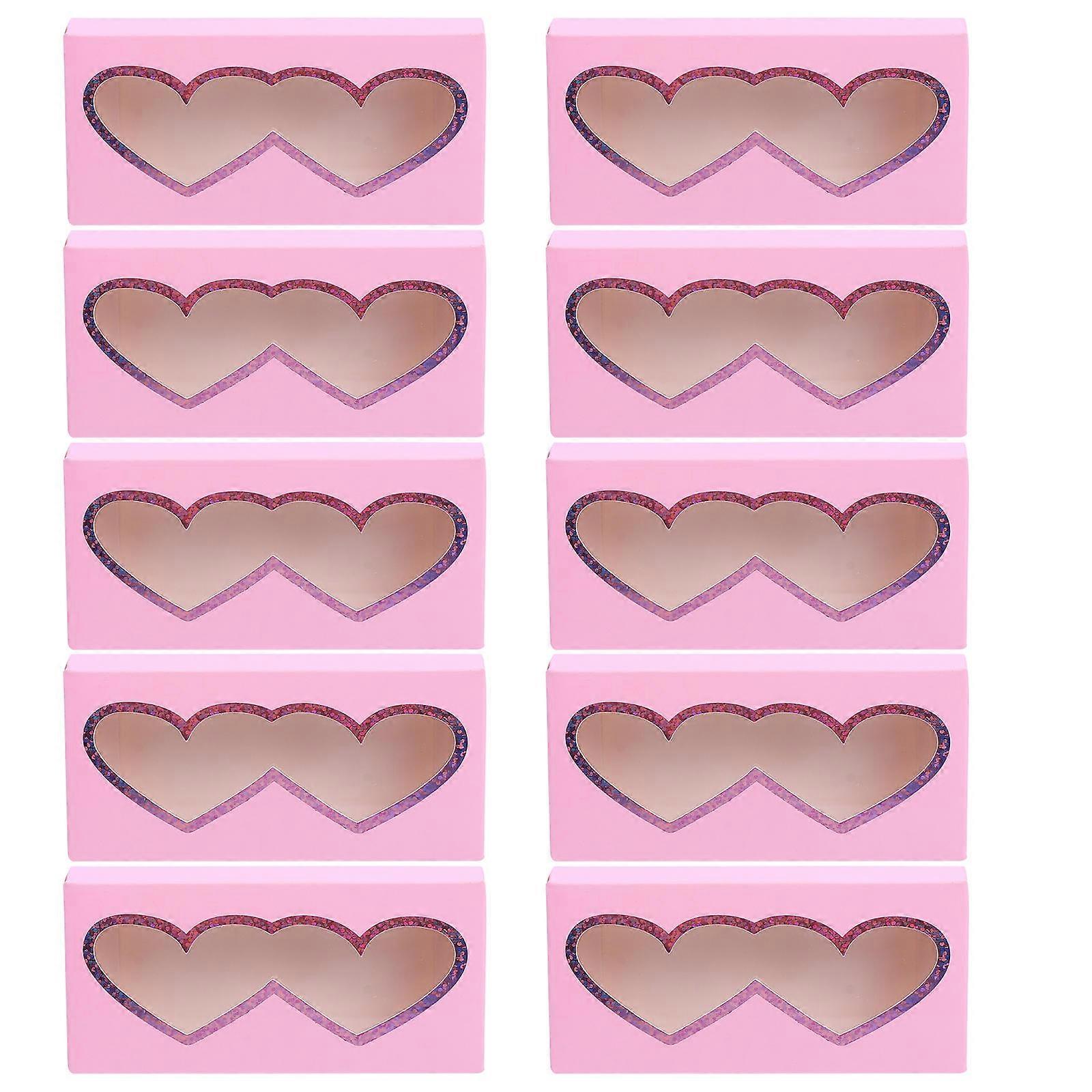 Heart Shaped Paper Eyelash Case for Storage 10Pcs Pink Lash Boxes