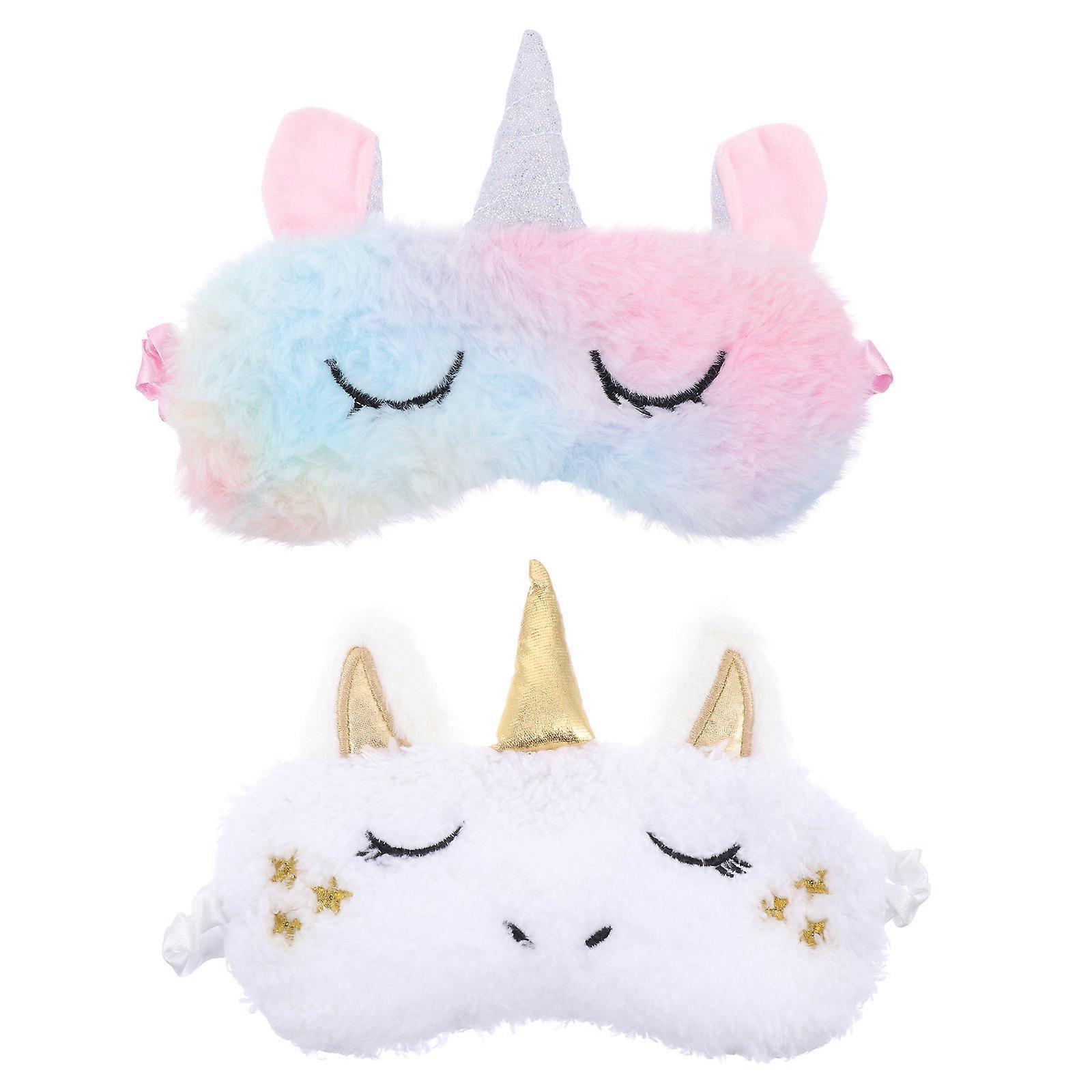 Adorable Unicorn Plush Eye Covers For Women And Girls Designed For Home Use With Light Blocking Feature In 2Pack