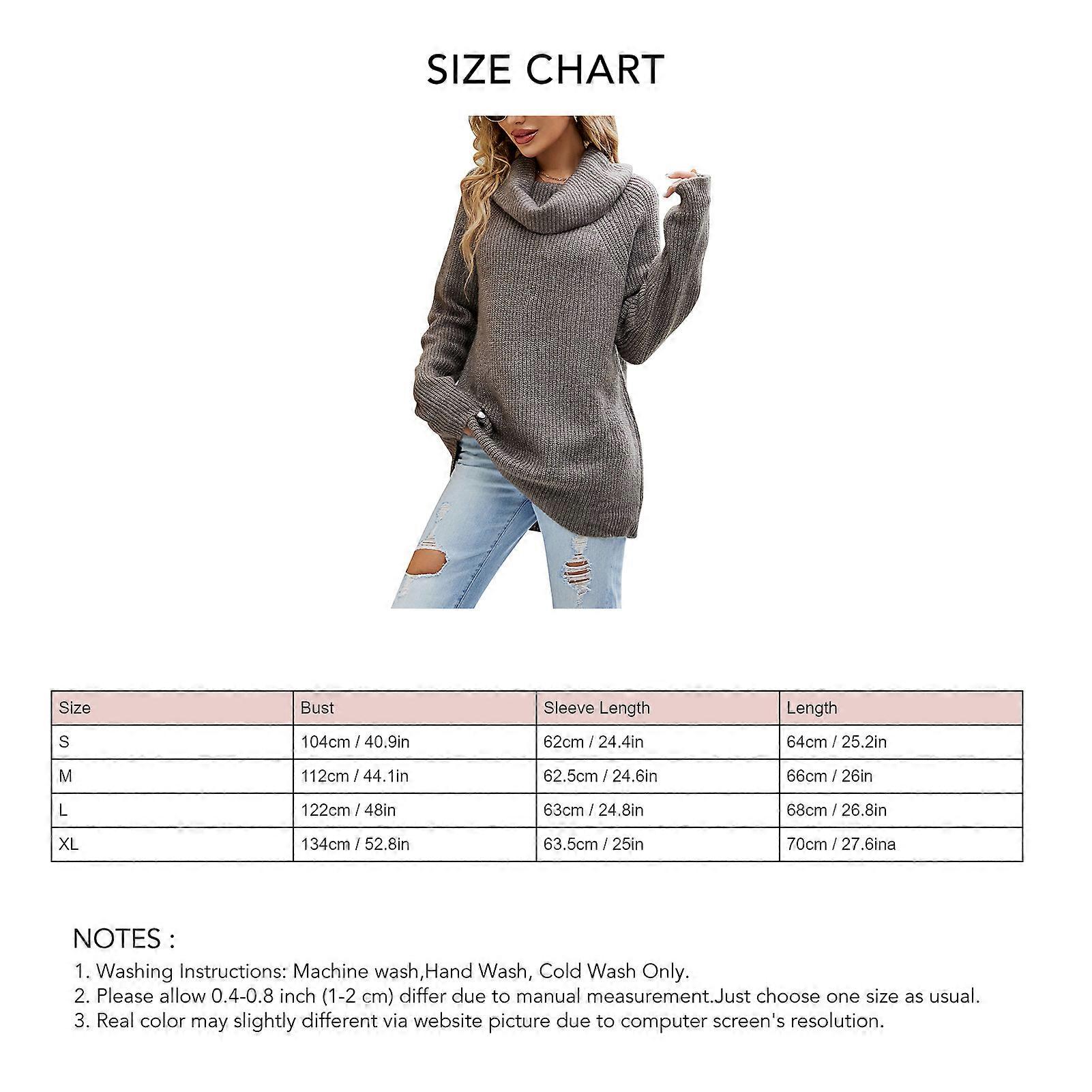 Loose High Neck Grey Sweater XL, Long Sleeve, Breathable Pullover