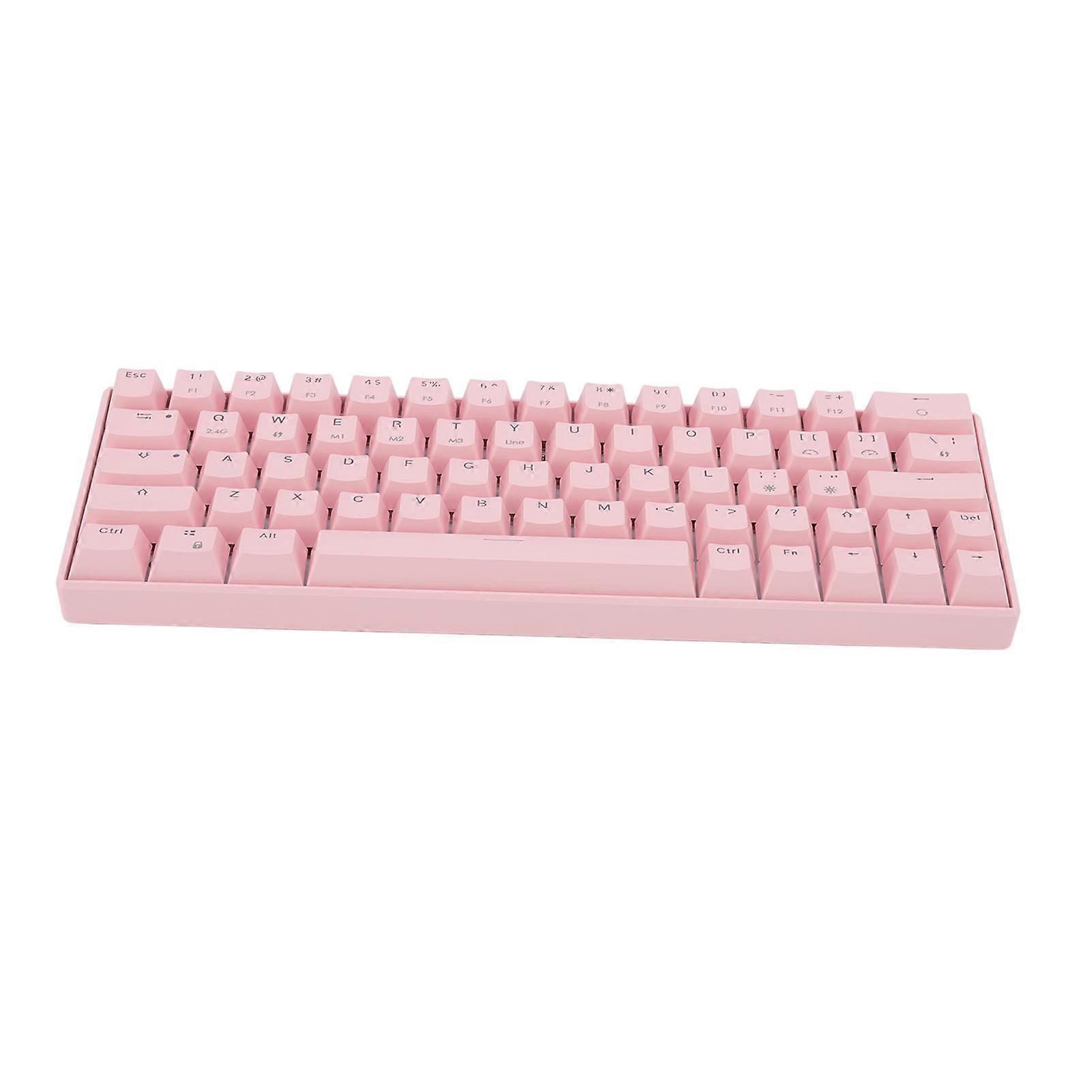 Pink 64-Key Mechanical Gaming Keyboard Wireless Bluetooth 5.0 Type-C