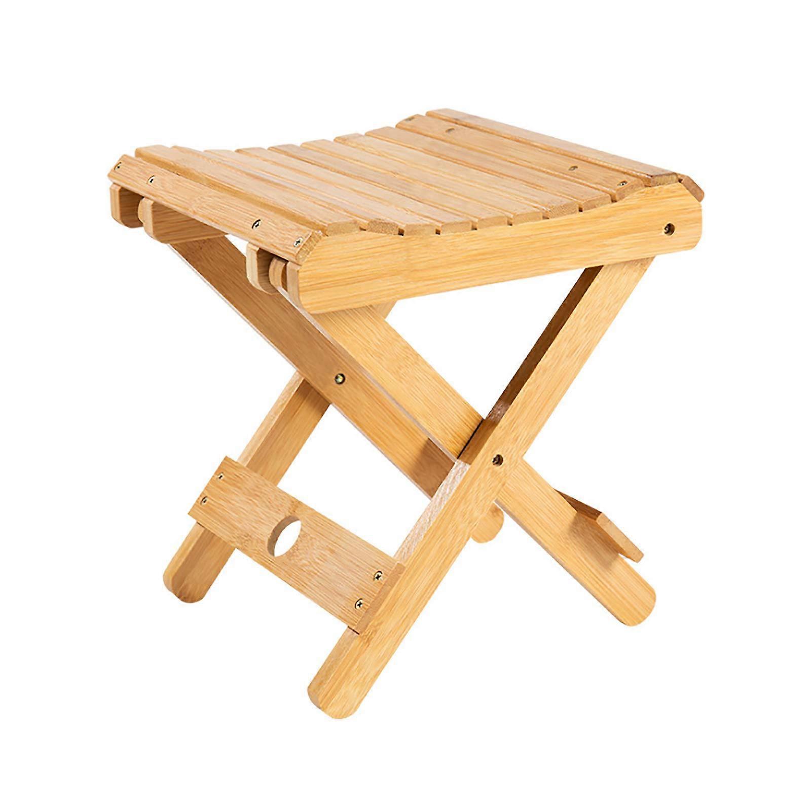 Folding Bamboo Wood Stool for Bathroom Shaving Shower and Footrest Bench with MoistureResistant Design Bois 29*28*26cm