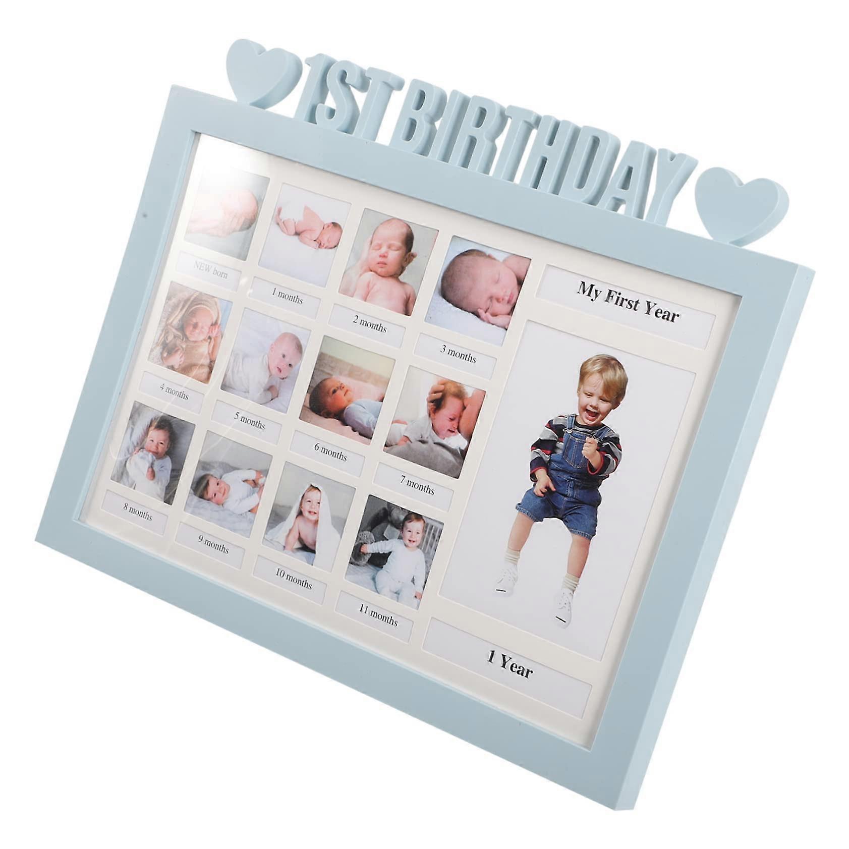 12 Month Picture Frame Growth Record Frame, Monthly Milestone Photo Display, Baby's First Year Gift, Wooden Decor