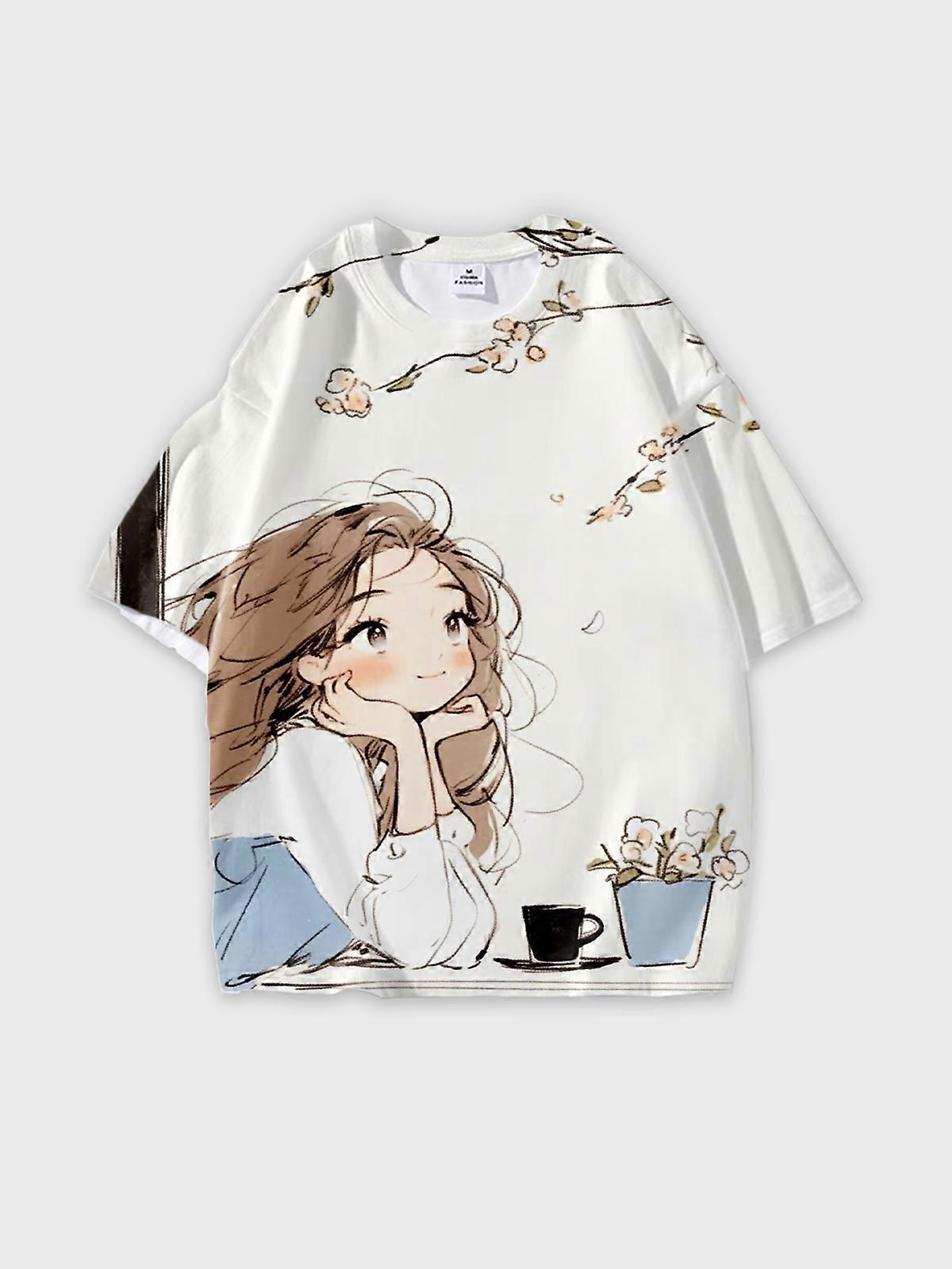 T-Shirt Short Sleeve Round Neck, Summer Casual Loose Graphic Tee, Unisex Pattern W57
