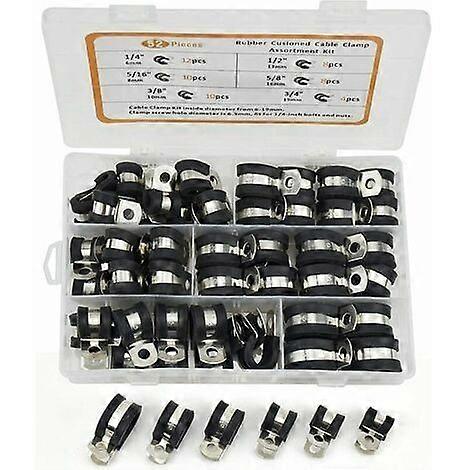 -52 Stück Schlauchschelle Sortiment Gummi, Gummischlauchschelle P Clips Schlauchschellen