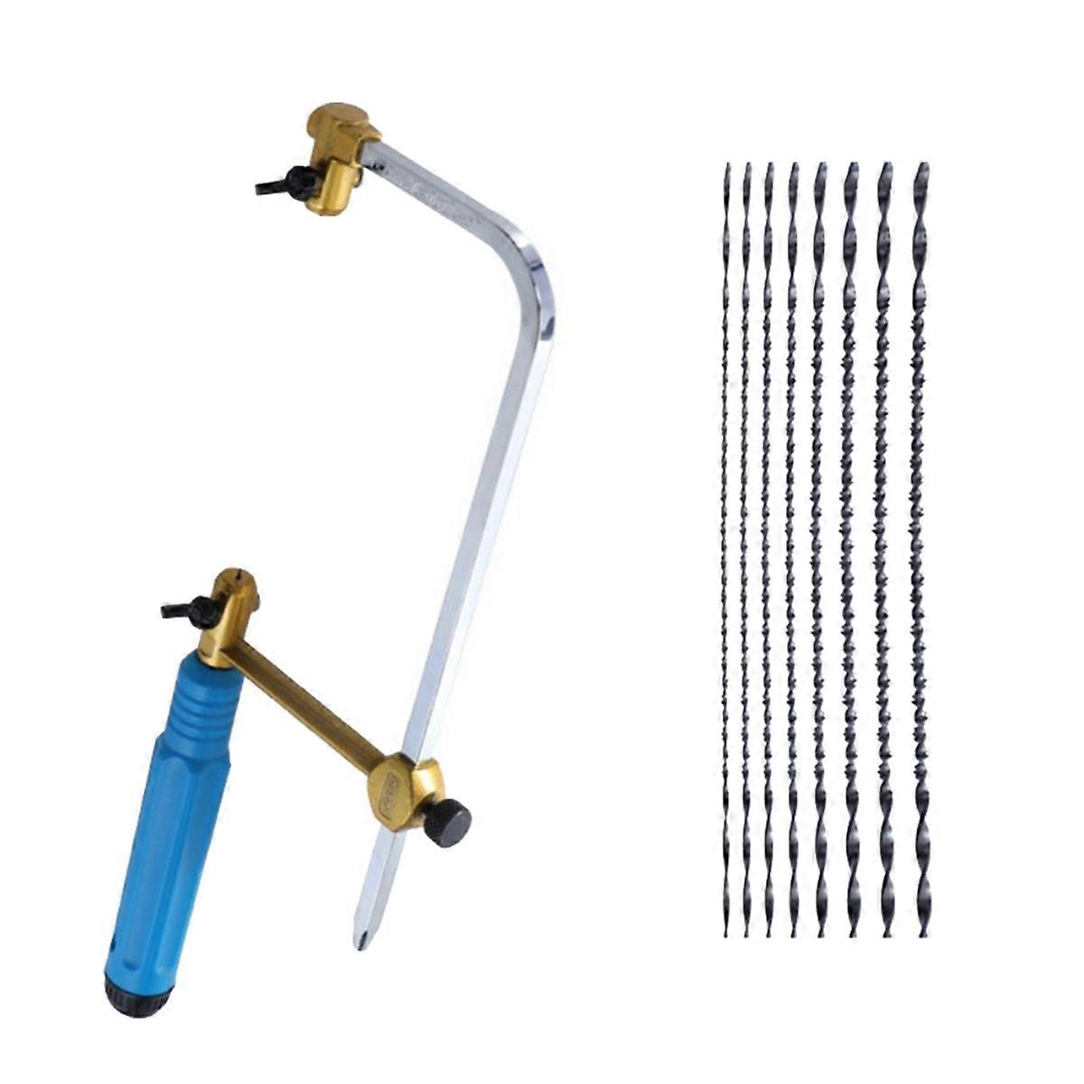 Adjustable Frame Sawbow U-Shape Coping Jig Saw for Craft Jewelry DIY Tool with Spiral Blades Tool Hand Saw with 8 Blade