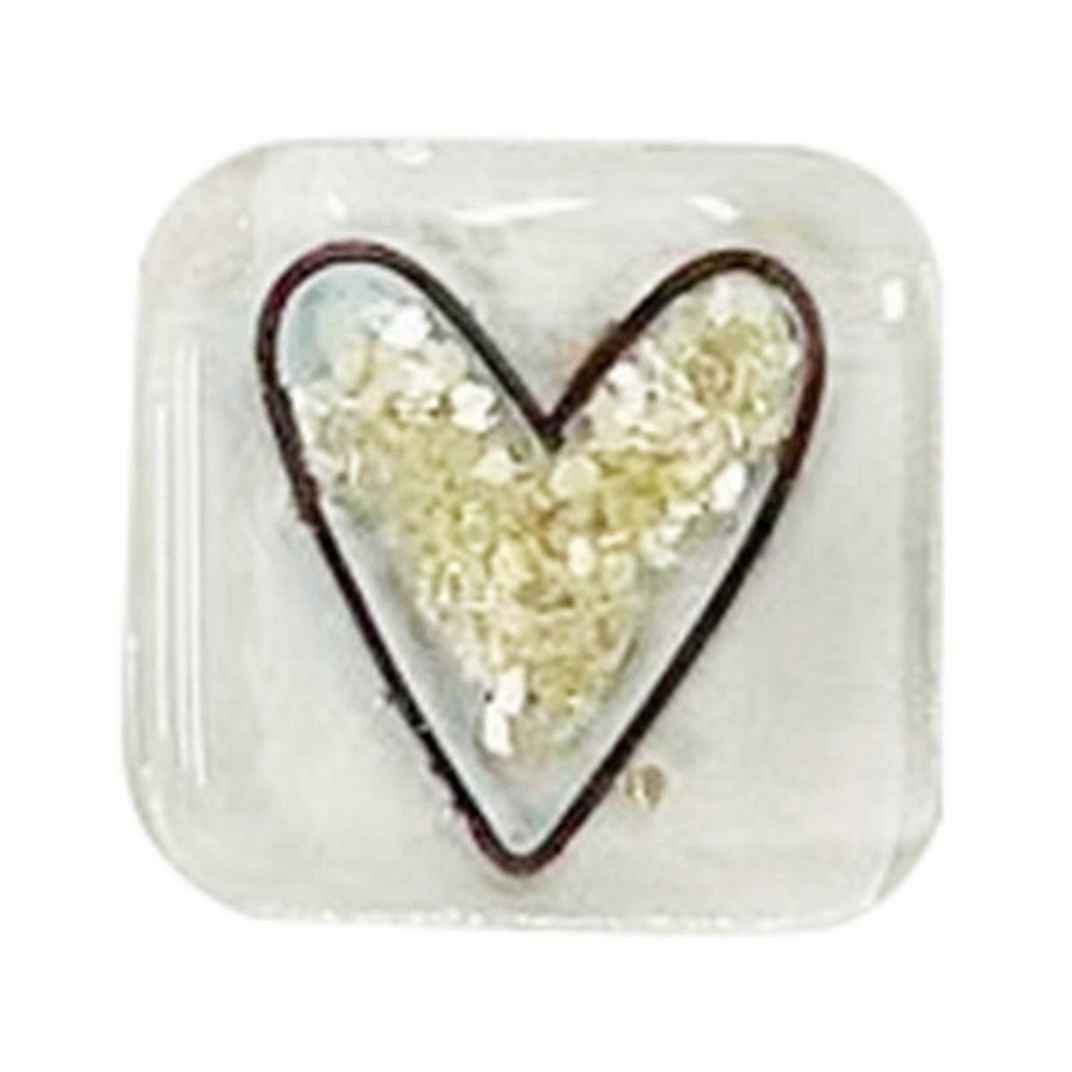 Pocket Token Glass Heart Card Keepsake Gift-Heart Keepsake Silver