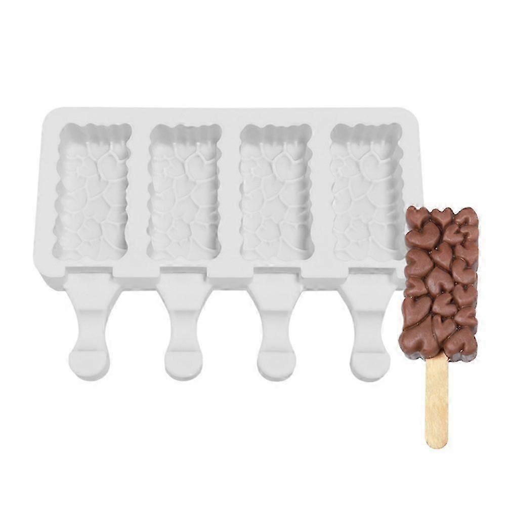 Silicone Ice Cream Mold, 4-Cell Popsicle Mold, Homemade Ice Cream Maker for Making Frozen Popsicles