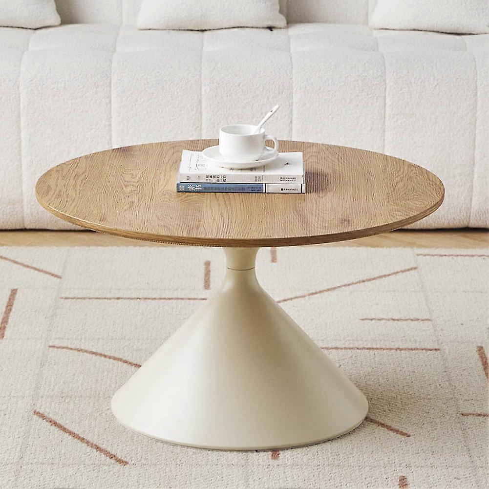 Round Wooden Coffee Table, Beige 1, Versatile Sofa Side Table, Round Nightstand, Small Space Table For Living Room