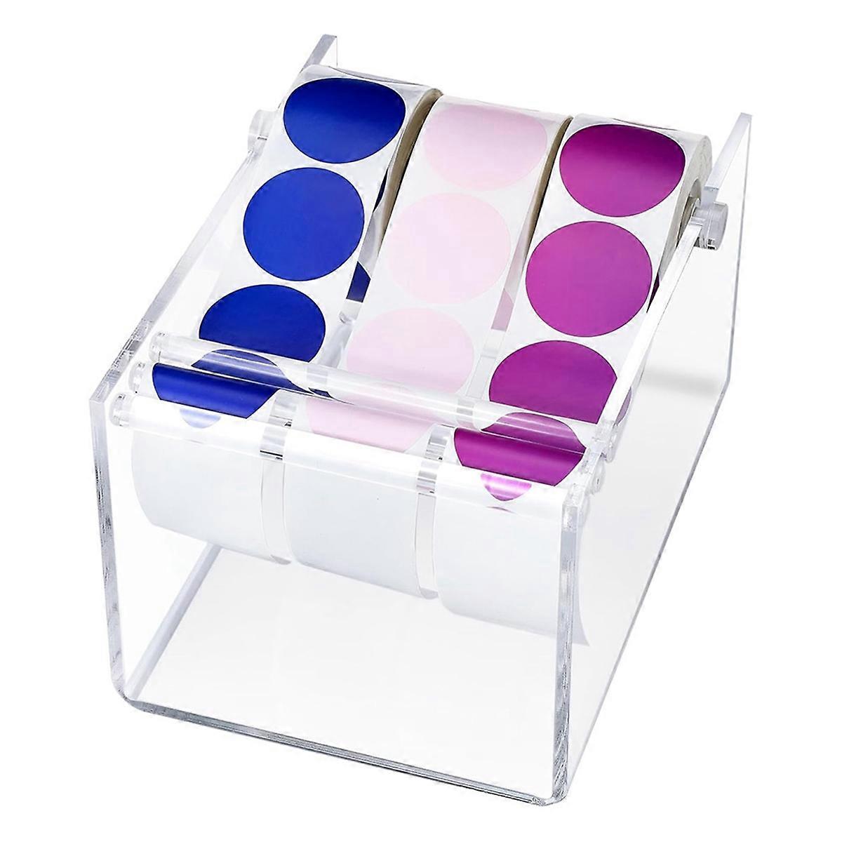 3 Disks Label Dispenser for Rolls of Sticker Labels Acrylic Adjustable Label Holder Sticker Dispenser parent