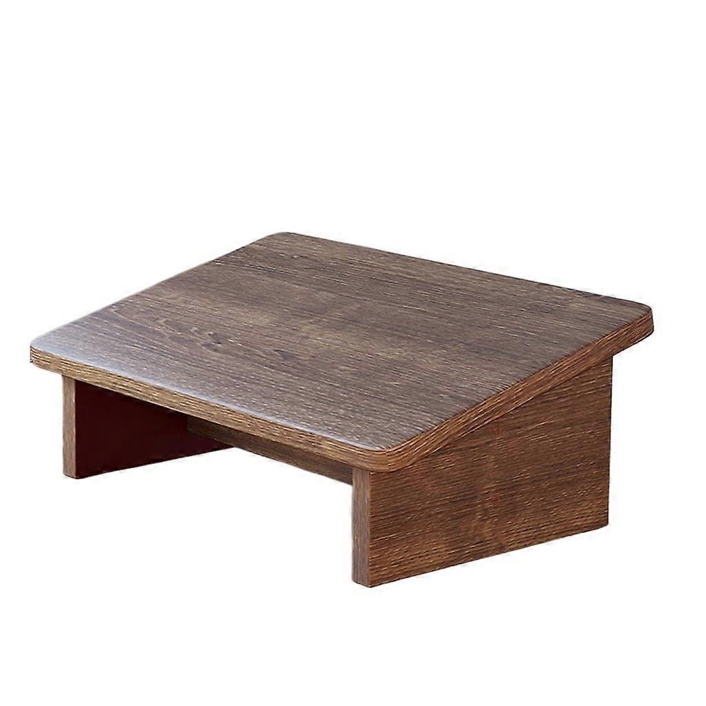 Solid Wood Footrest Under Desk Ergonomic Tilted Foot Stool for Home Office Walnut 40x24x15cm