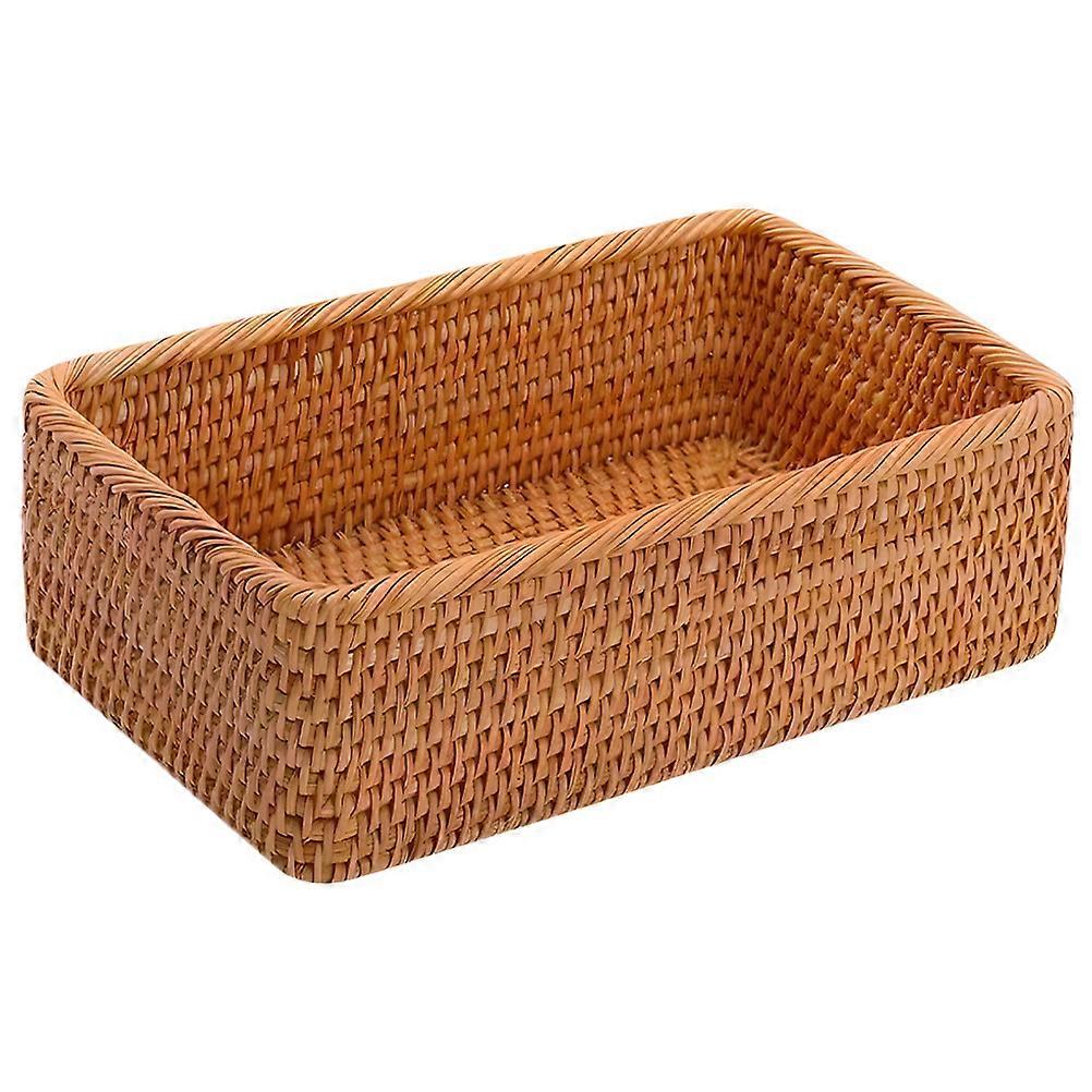 Light Brown Woven Basket Desktop Organizer for Home 4Pcs Storage Container