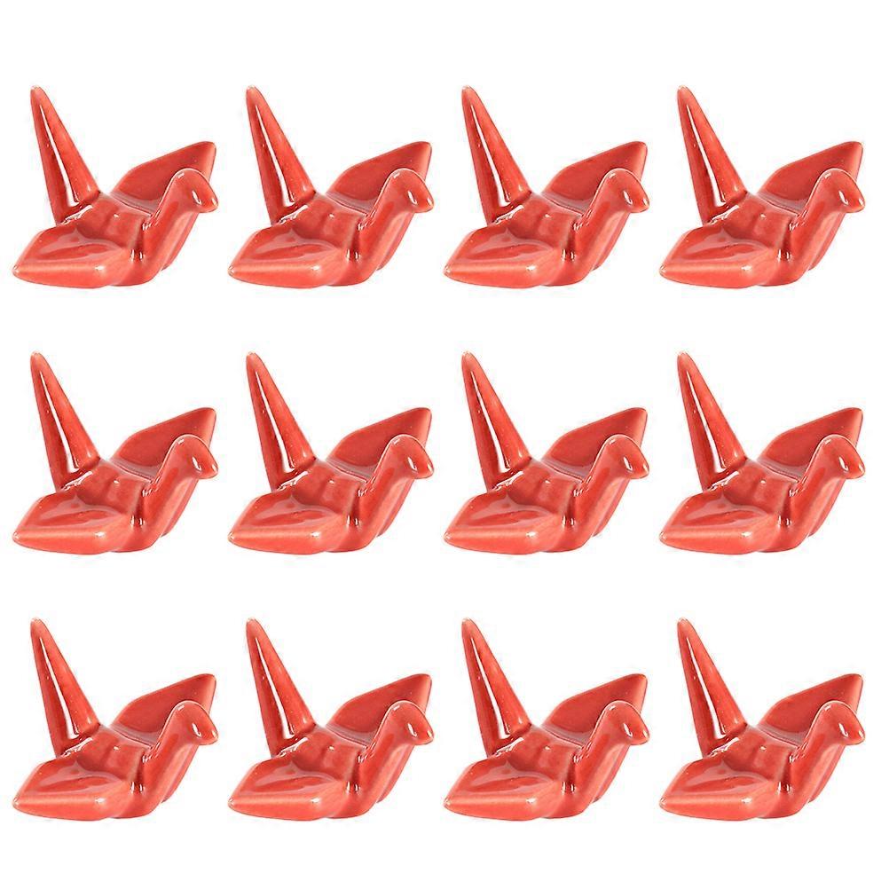 Ceramic Chopsticks Holder for Holding Chopsticks 12Pcs Orange Crane Pillow