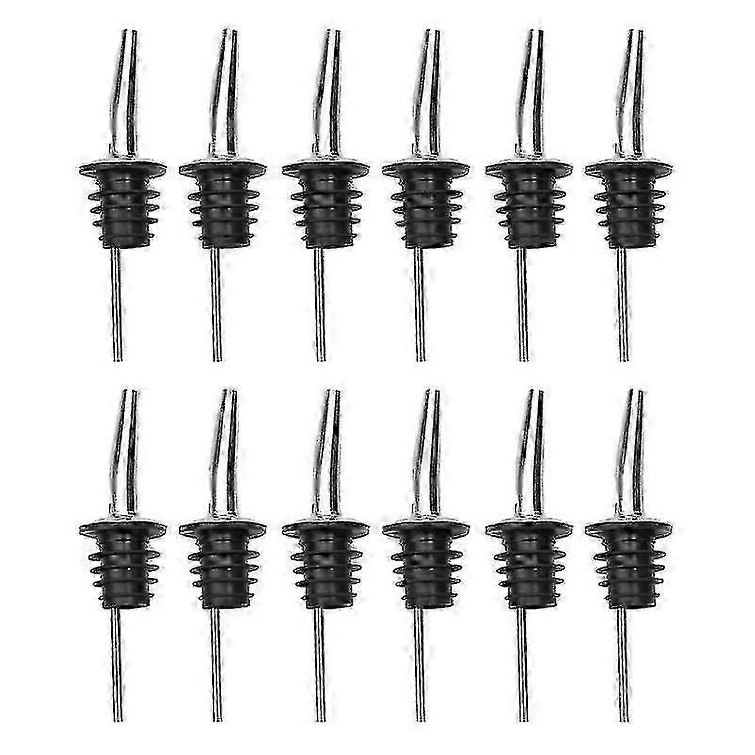 12pcs 스테인레스 스틸 클래식 병 푸어러 테이퍼 스파우트 주류 푸어러(고무 먼지 캡 포함) 레스토랑