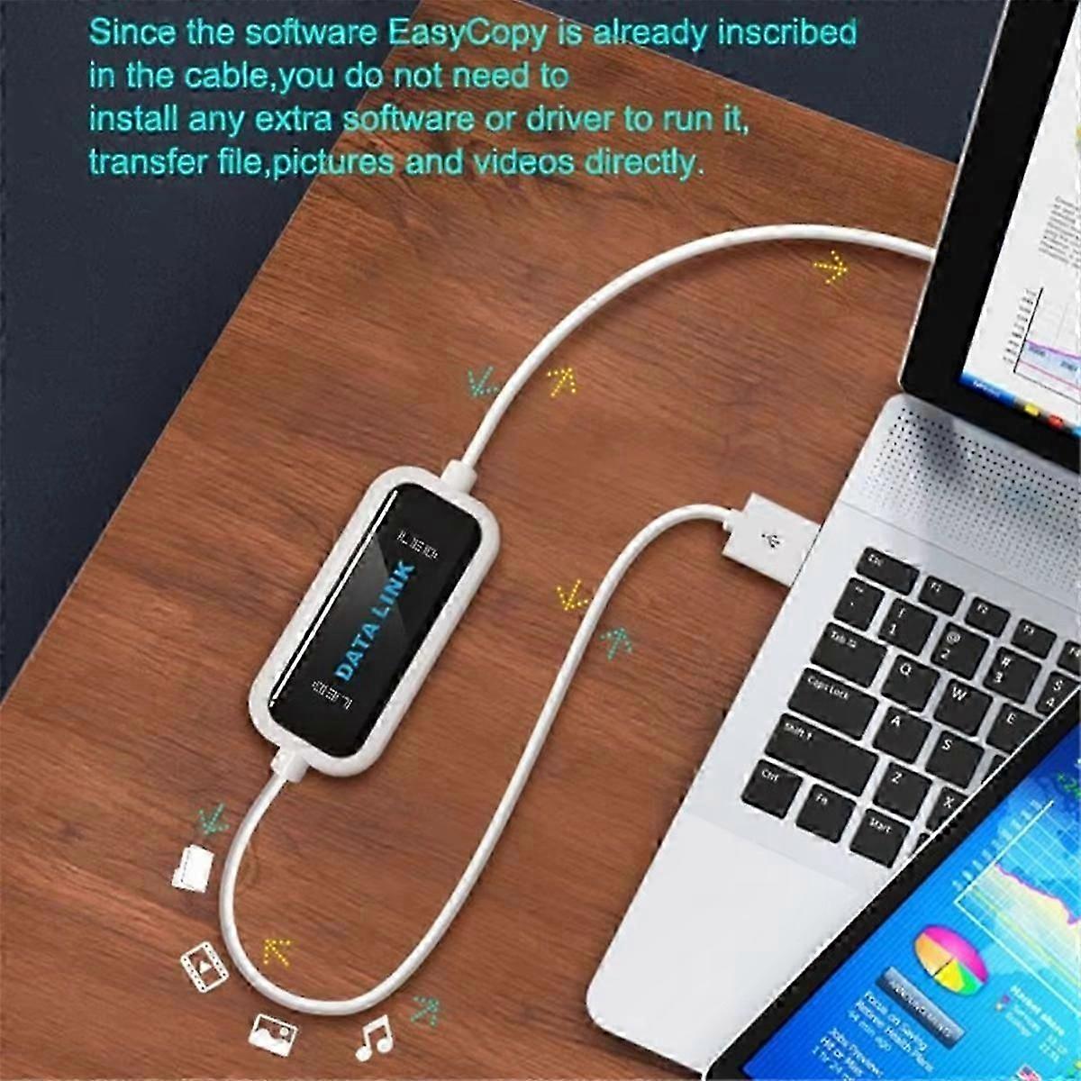 USB PC to PC Data Transfer Cable with LED Indicator for Easy File Sharing and Synchronization Between Computers