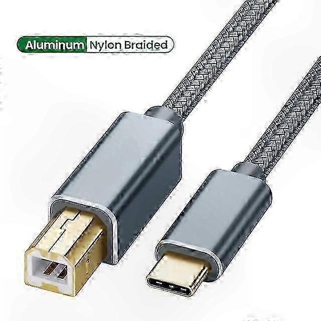 USB-C to USB-B 2.0 Braided Cable for Printers, Scanners, MIDI Devices