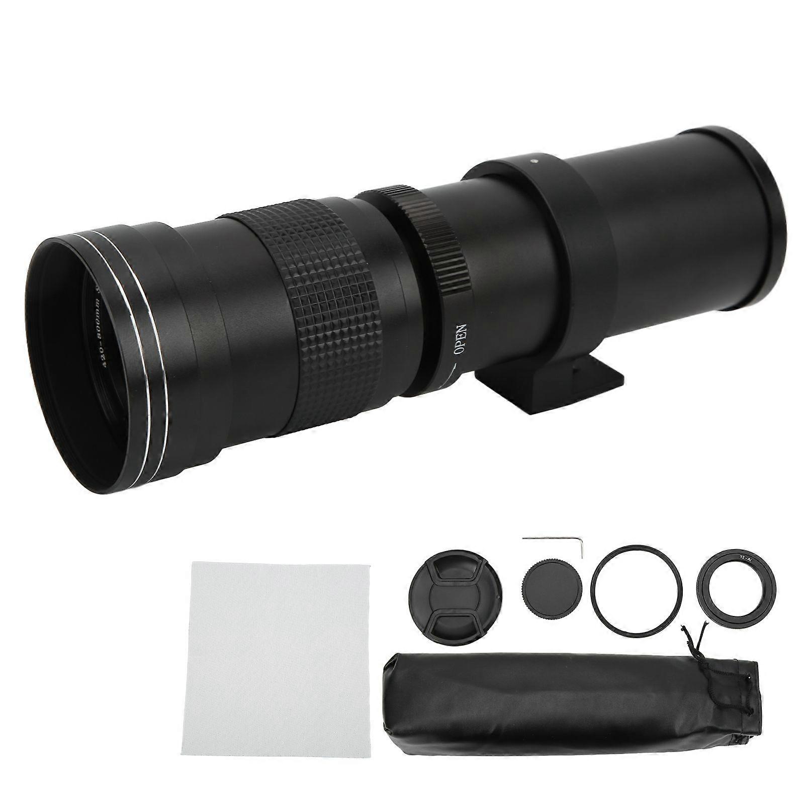 420800mm F8.316 Manual Zoom Telephoto Lens Long Focal Length Lens All Metal for AI Mount Camera