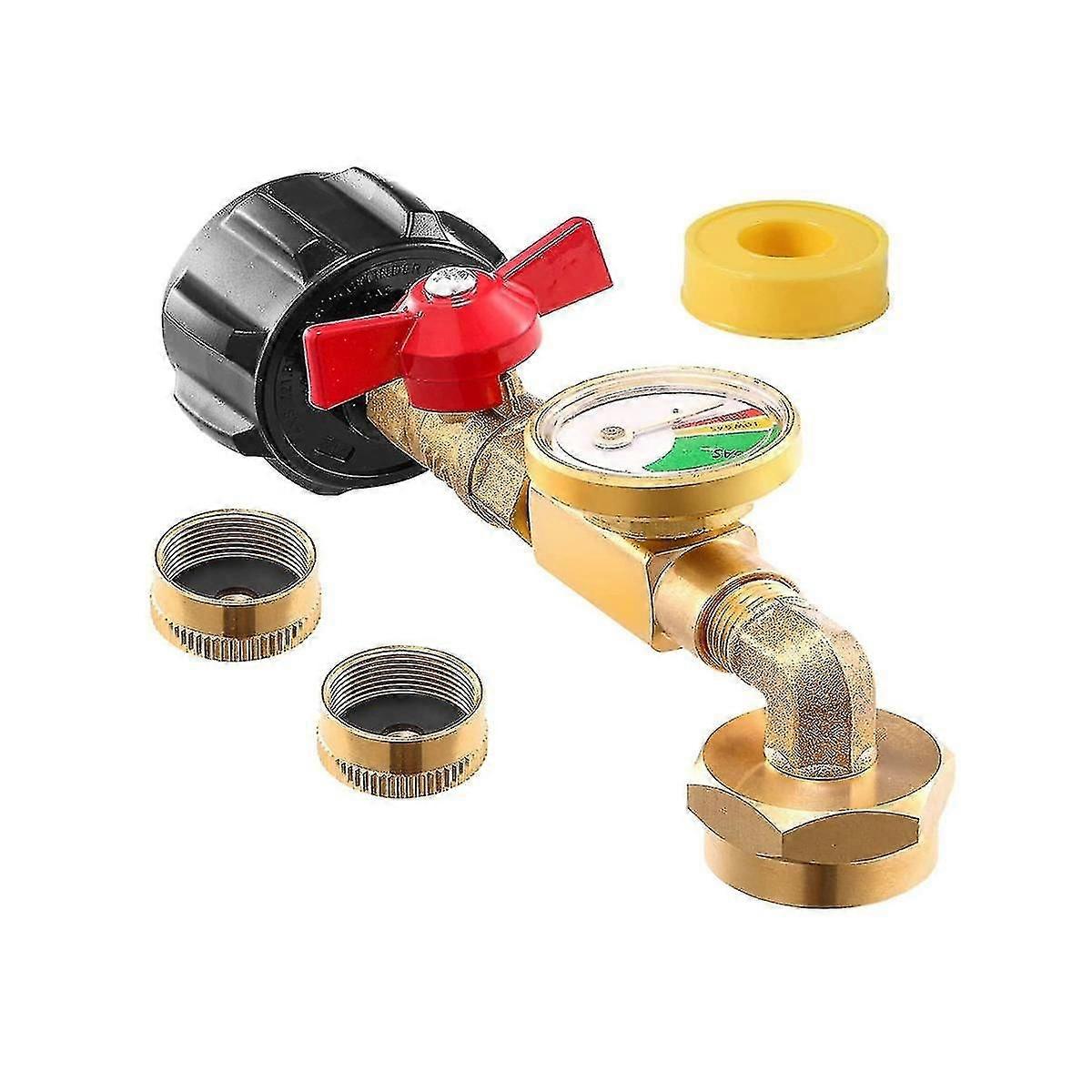 Qcc1 Propane Refill Elbow Adapter With Propane Tank Gauge, 90 Degrees Refill Pressure Adapter With