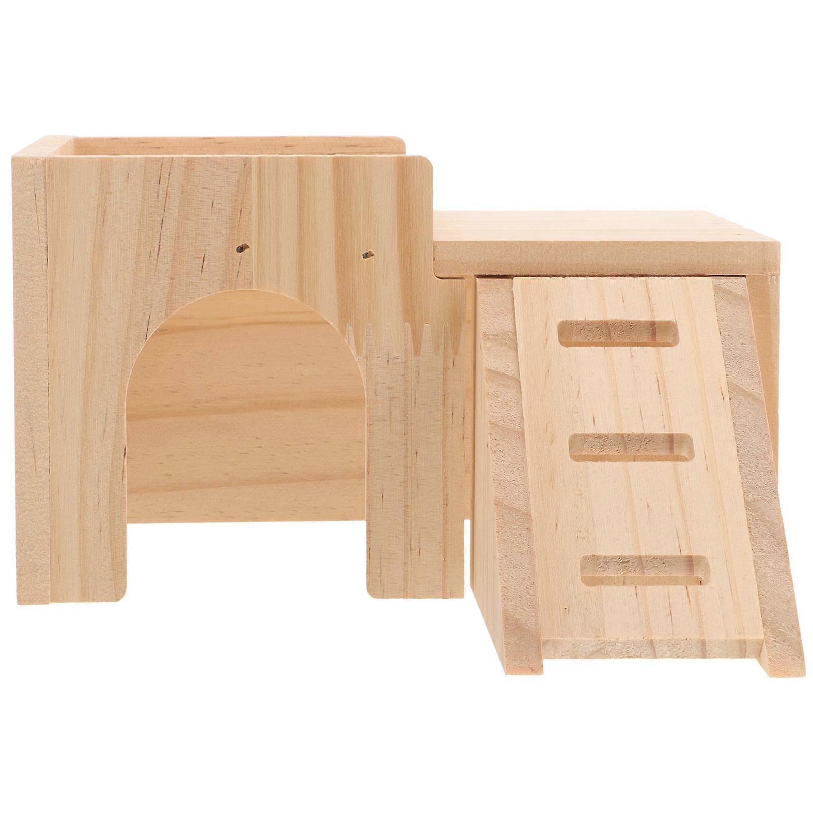 Guinea Pig Rest House for Play and Safety with 4Pcs Wooden Hideouts