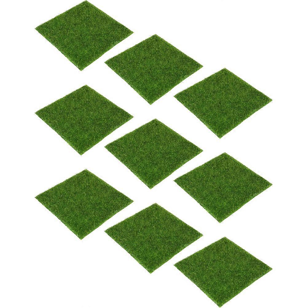 Green PVC Artificial Turf 9Pcs Lawn for Decoration DIY and Crafts