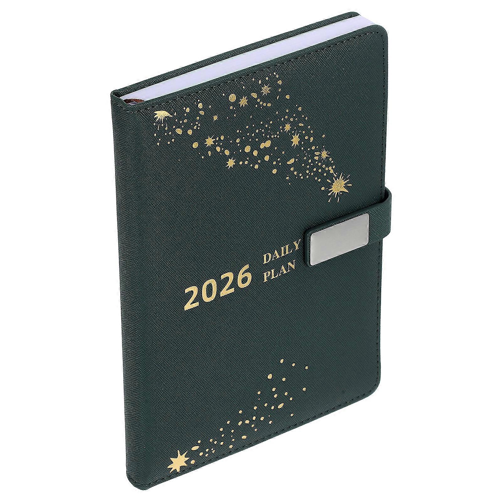 Office Planner Notebook for Business Trips 2Pcs with Stylish Olive Green PU