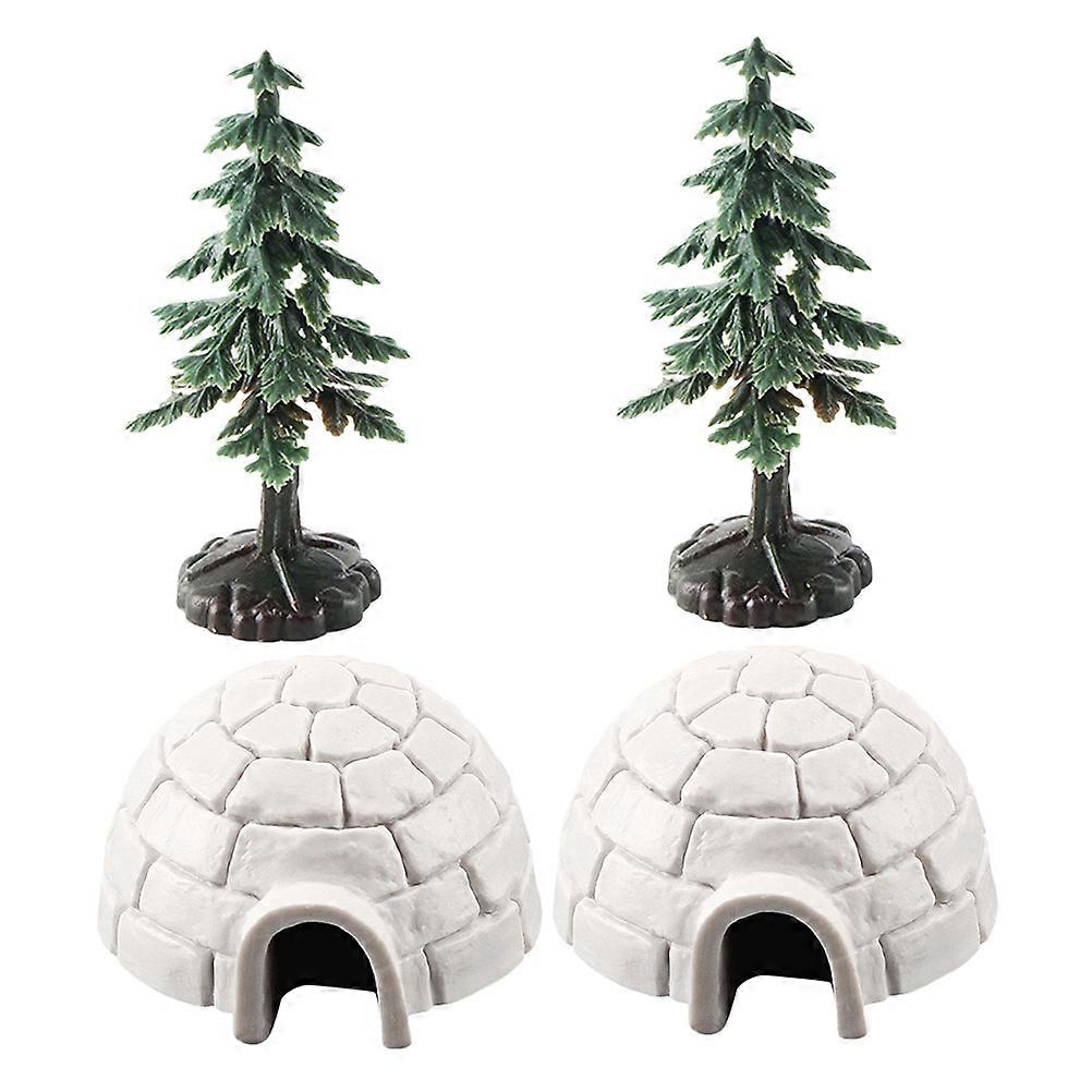 Ice House Models For Tabletop Decoration 5 Sets House-shaped Realistic Design Ideal For Christmas Mini Decor