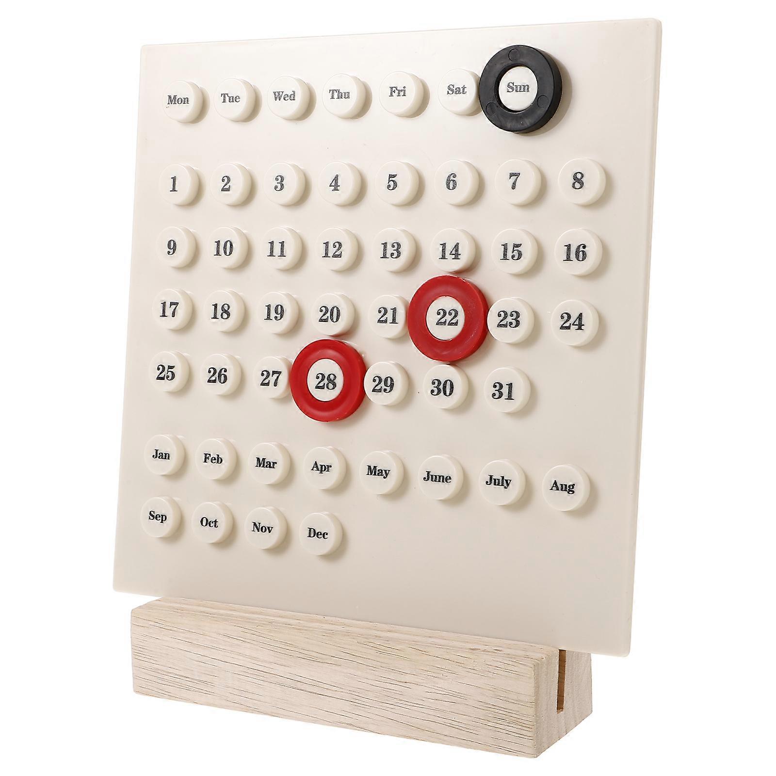 Beige Wooden Office Desk Calendar for Countdown Function 4Pcs