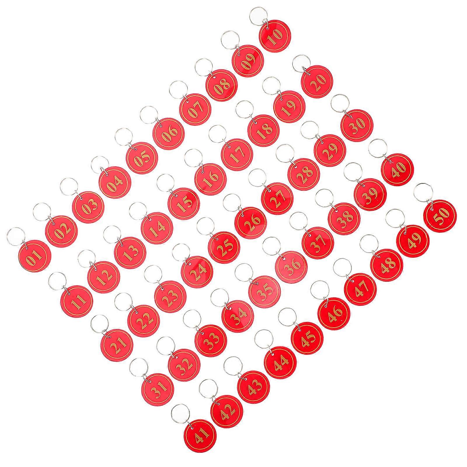 Double-Sided Acrylic Number Tags Number Tag for Bathhouse 50Pcs Red Hand Labels