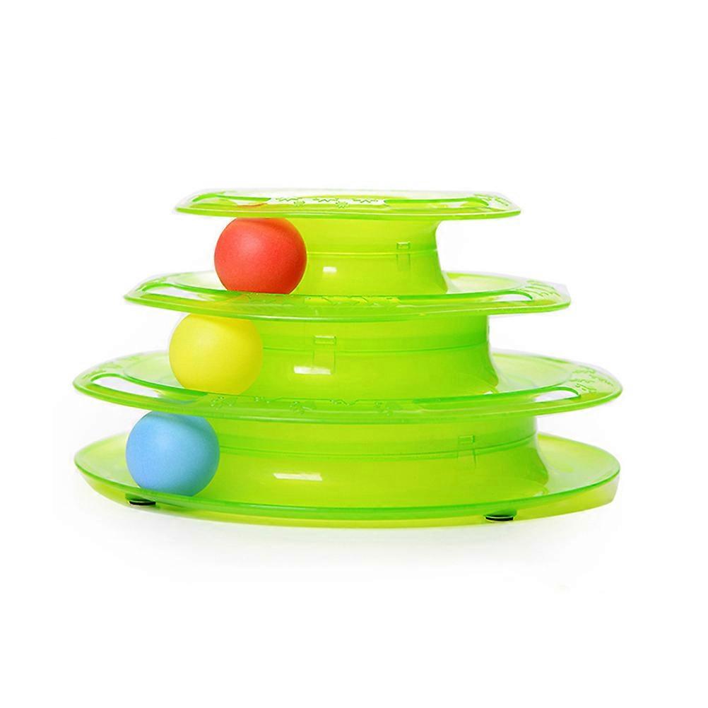 Pet Toy for Cat Three Layers Crazy Play Ball Tray for Cat Playing 2Pcs