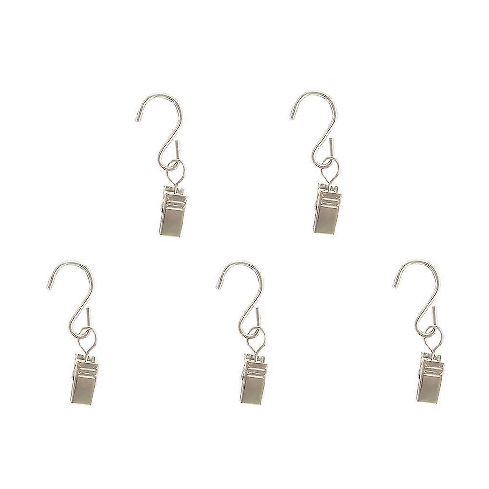 S Hooks with Clips Metal Hook for Curtain Hanging 90Pcs Silver