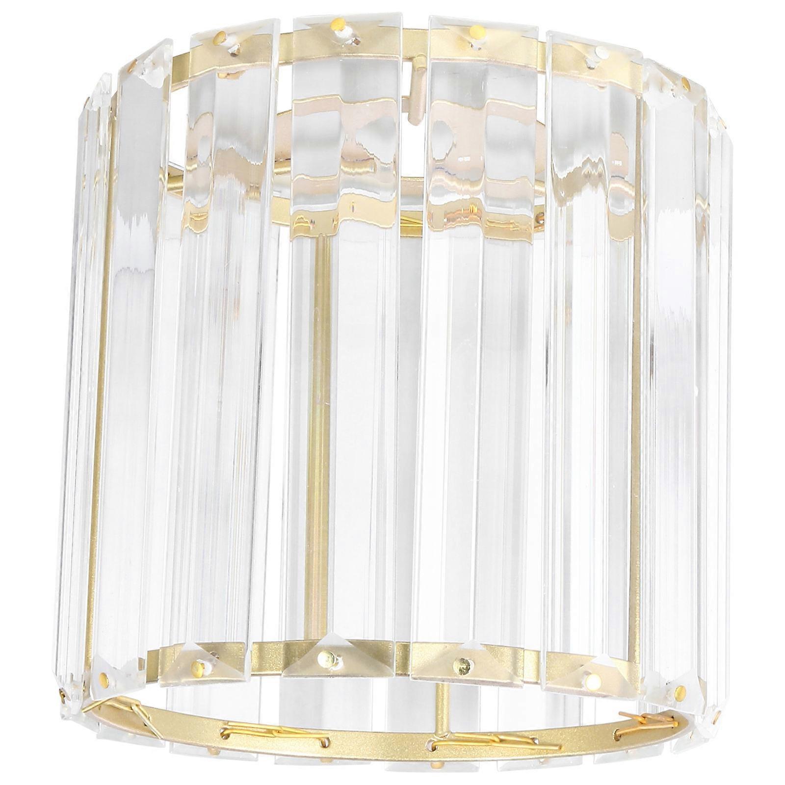 Crystal Ceiling Lampshade Metal Cylinder European Style Golden 12.5X12.5X12CM Diffuse Lighting 1Pack
