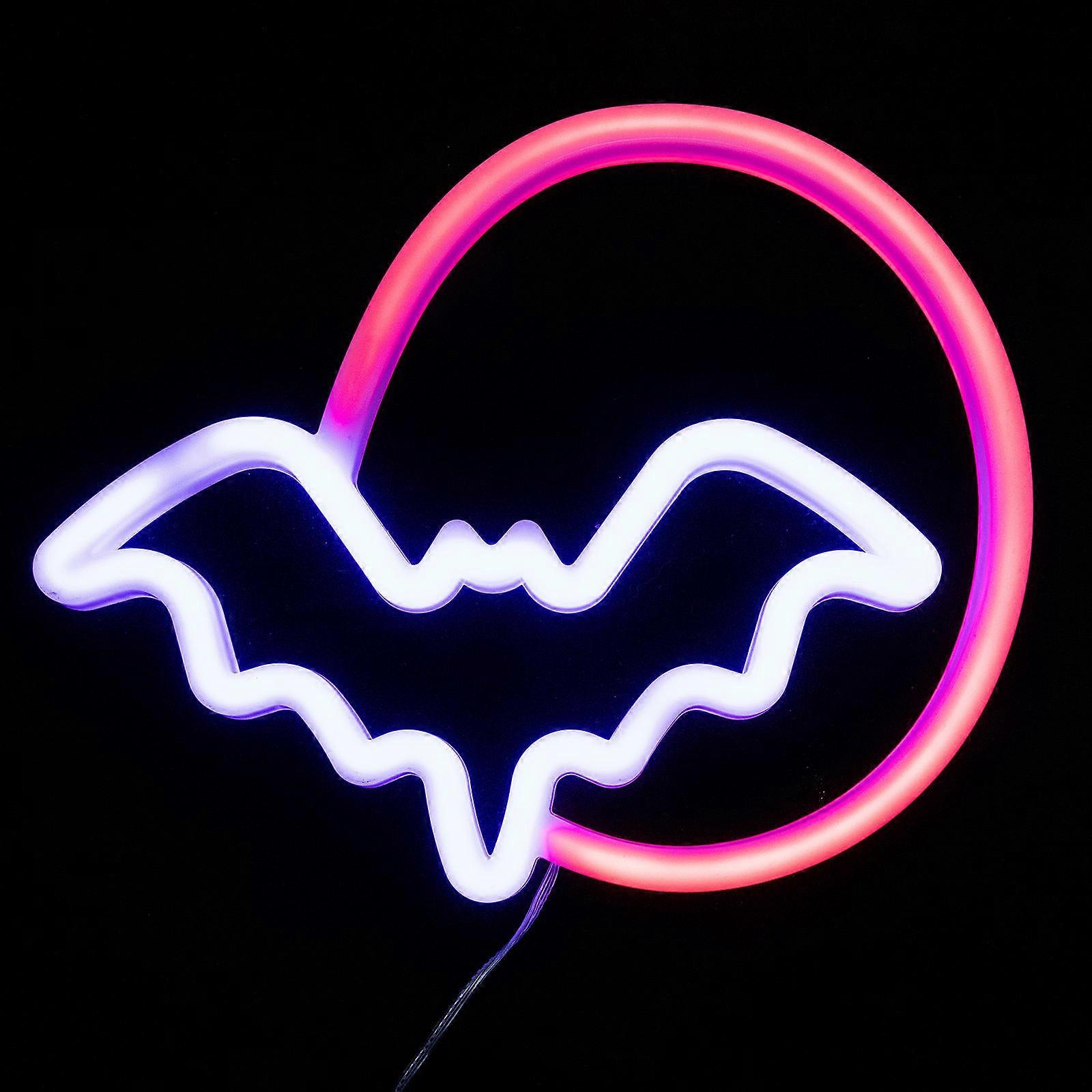 Moon Neon Light Bat and Moon Shape Neon Sign for Decor 2Pcs