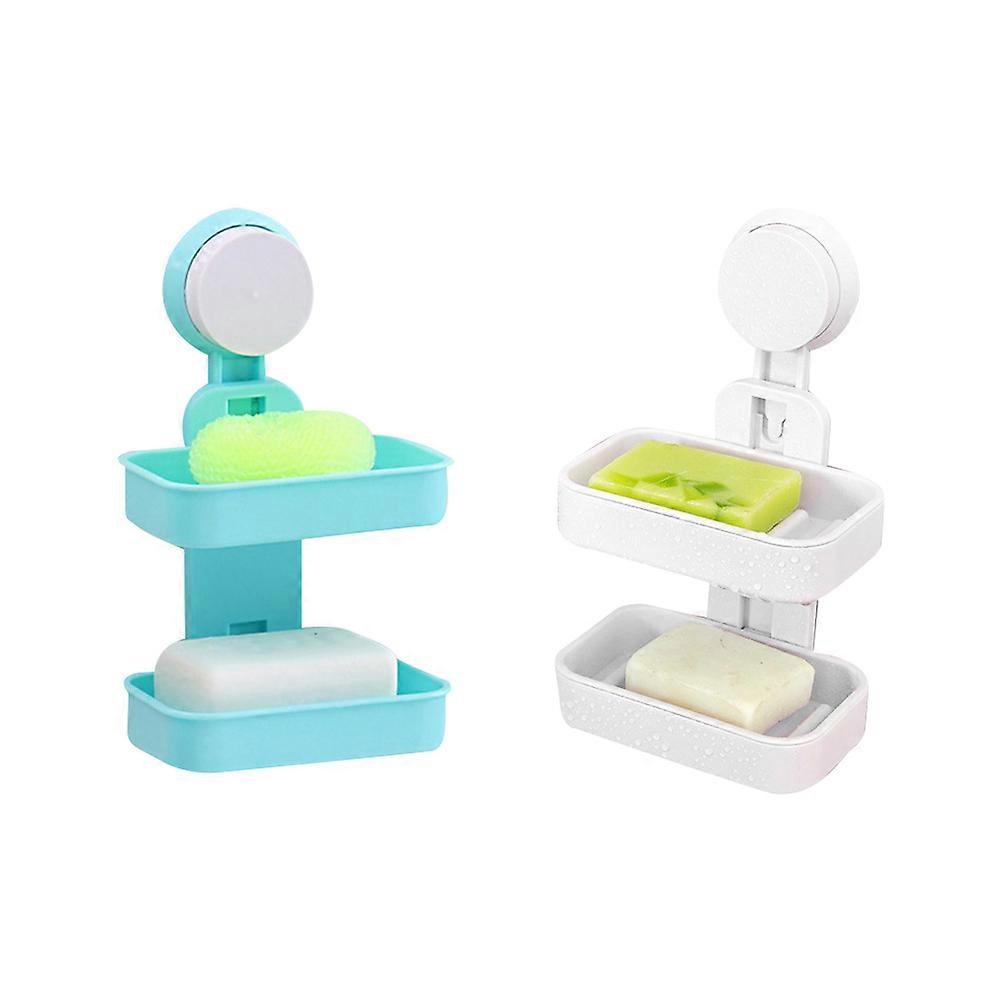 Water Draining Rack Double Layer Soap Box for Holding Soap 4Pcs Bathroom Accessories