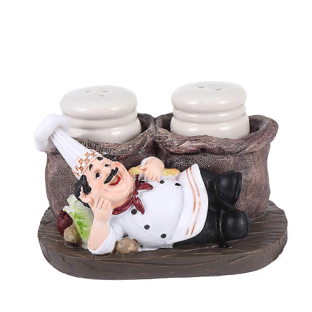 Kitchen Chef Ornament Resin Chef Adornment for Decoration 3Pcs Storage Jar