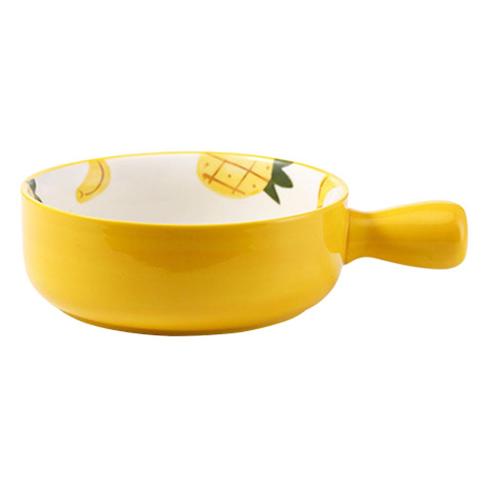 Storage Bowl for Household Use 2Pcs Yellow Ceramic Salad Pineapple Bowl