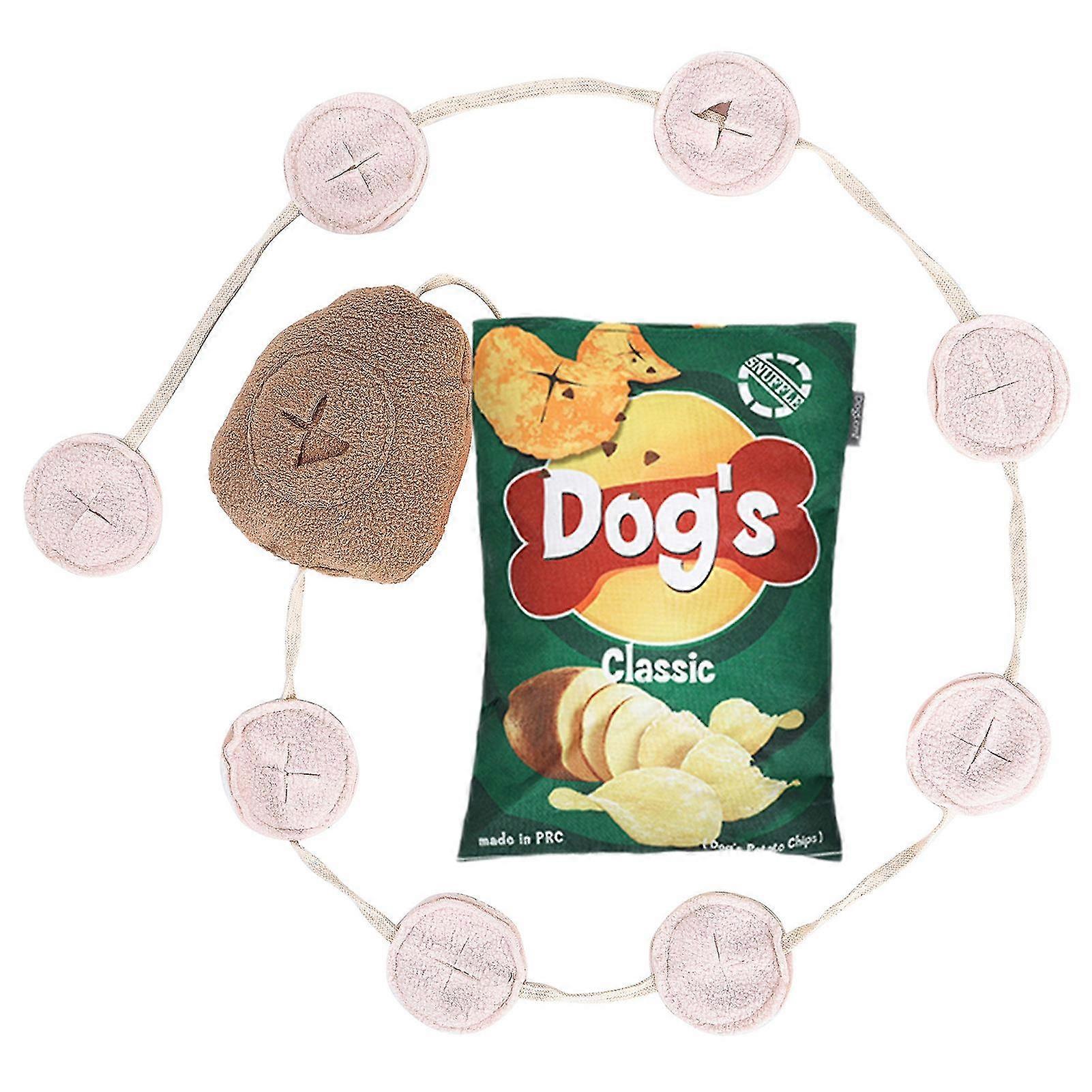 Fun Crinkly Squeaky Nosework Dog Toys Plush Chips Toys With Funny Expressions For Natural Foraging Skills 2025