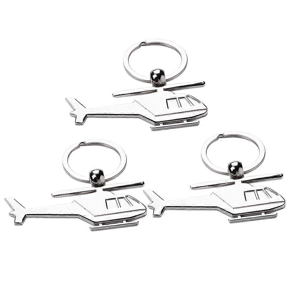 Creative Helicopter Shaped Key Chain for Key Holding 2Sets Silver Color