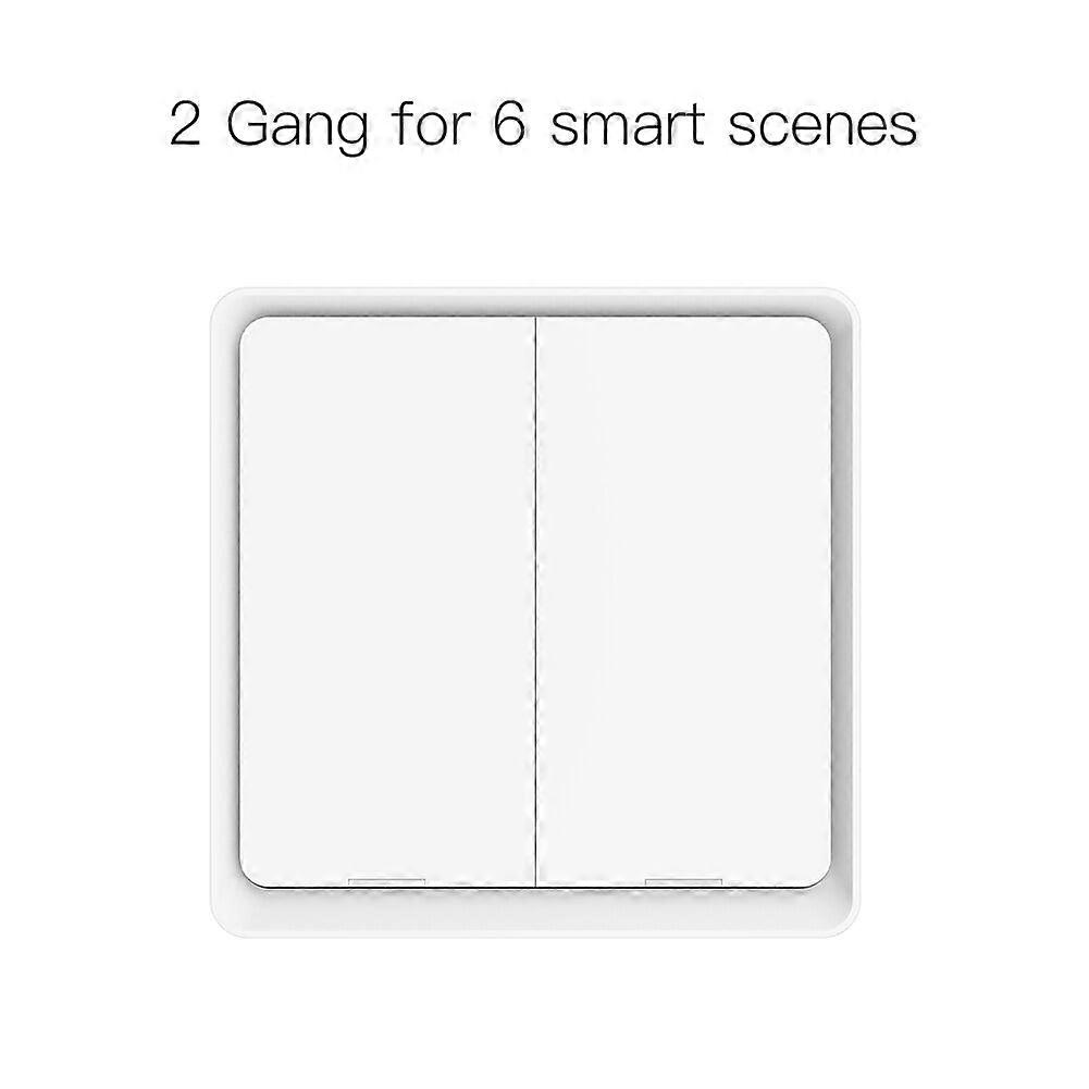 Leyfeng Wireless Scene Switch, 2 Gang, White, Battery Powered, Compatible with Tuya/Smart Life APP, ZigBee Hub Required