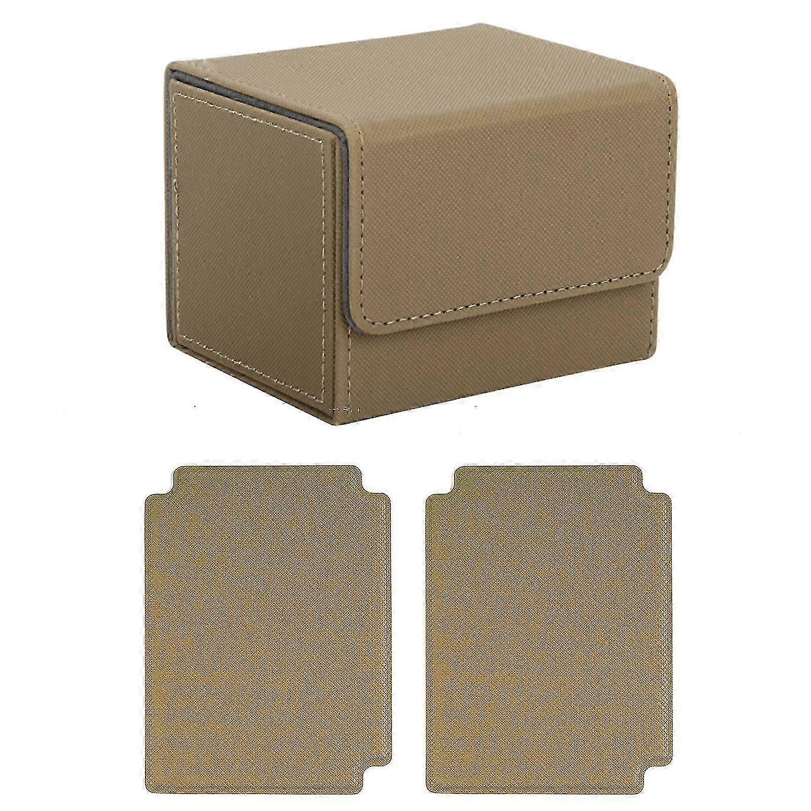 Trading Card Deck Box Cards Case Sturdy Game Cards Protector with 2 Dividers-color: brown