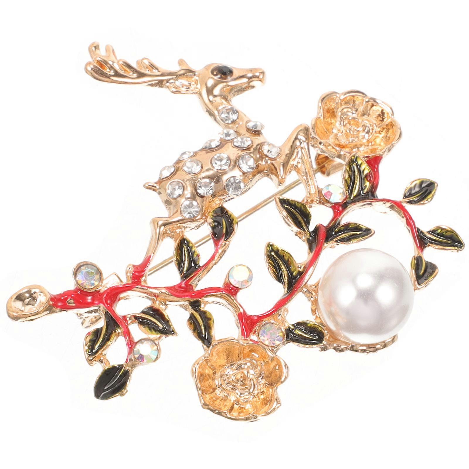 Christmas Brooch Pin Elk Design for Decoration 3Pcs Set Alloy Material