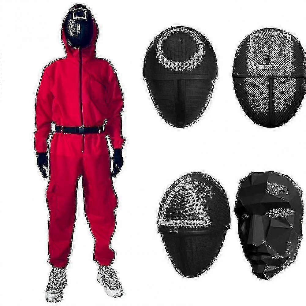 Unisex Squid Game Kostým Jumpsuit + Squid Game Mask Halloween Oblečení Dárky