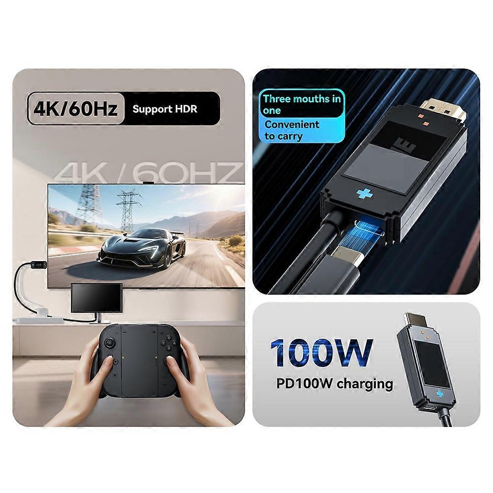 Video Converter Cable for Switch2/Switch Type-C to HDMI-Compatible Conversion Adapter Cable 4K/60Hz PD100W