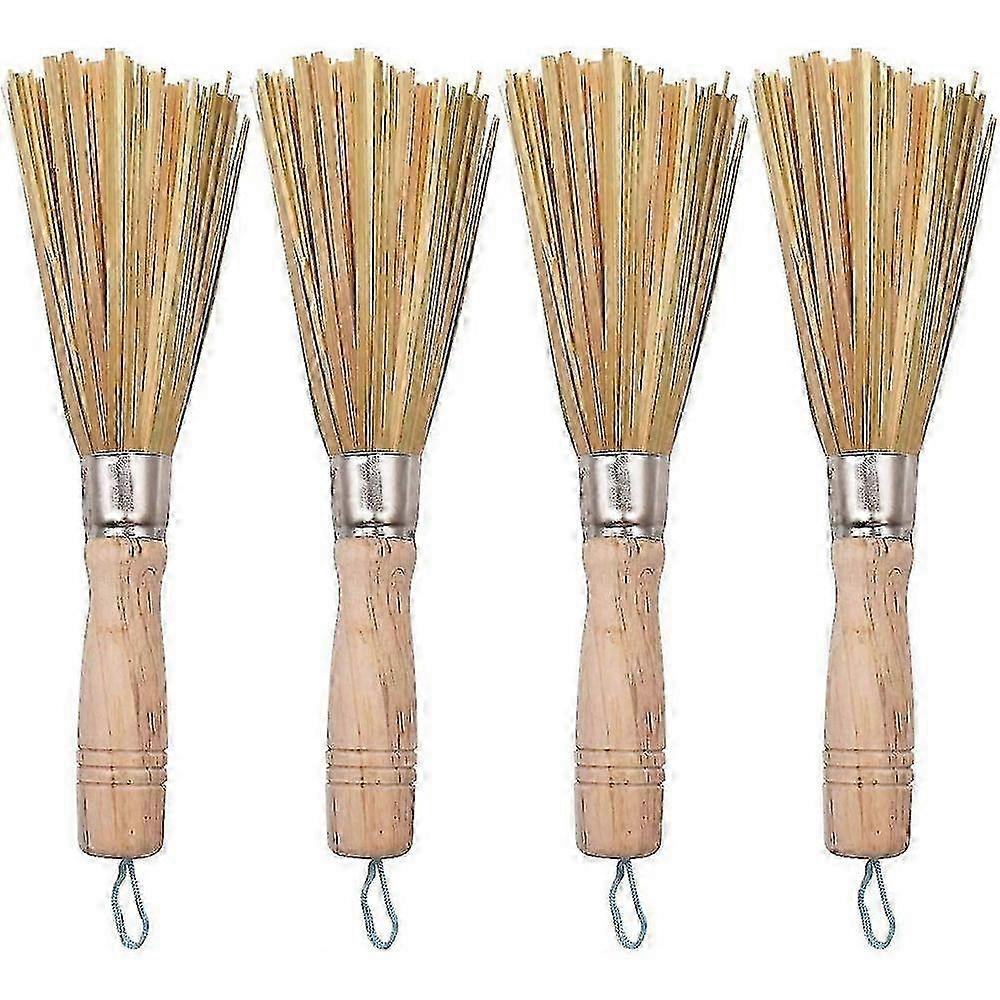 فرش ووك ، RoadLoo 4 قطع ووك تنظيف خفقت فرش مقلاة طبيعية فرش تنظيف المطبخ التقليدية