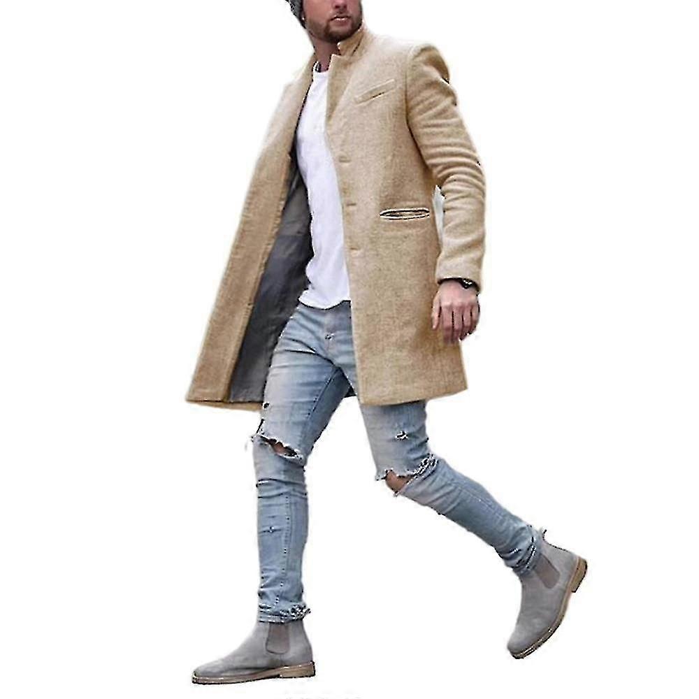 Erkekler Kış Yün Trençkot Outwear Casual Resmi Palto Uzun Kollu Ceket