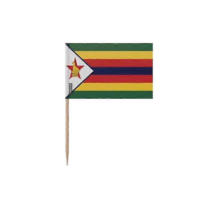 Toothpicks - Multicolor - Zimbabwe Flag - 6.5 cm - 100 pieces - Adhesive plastic