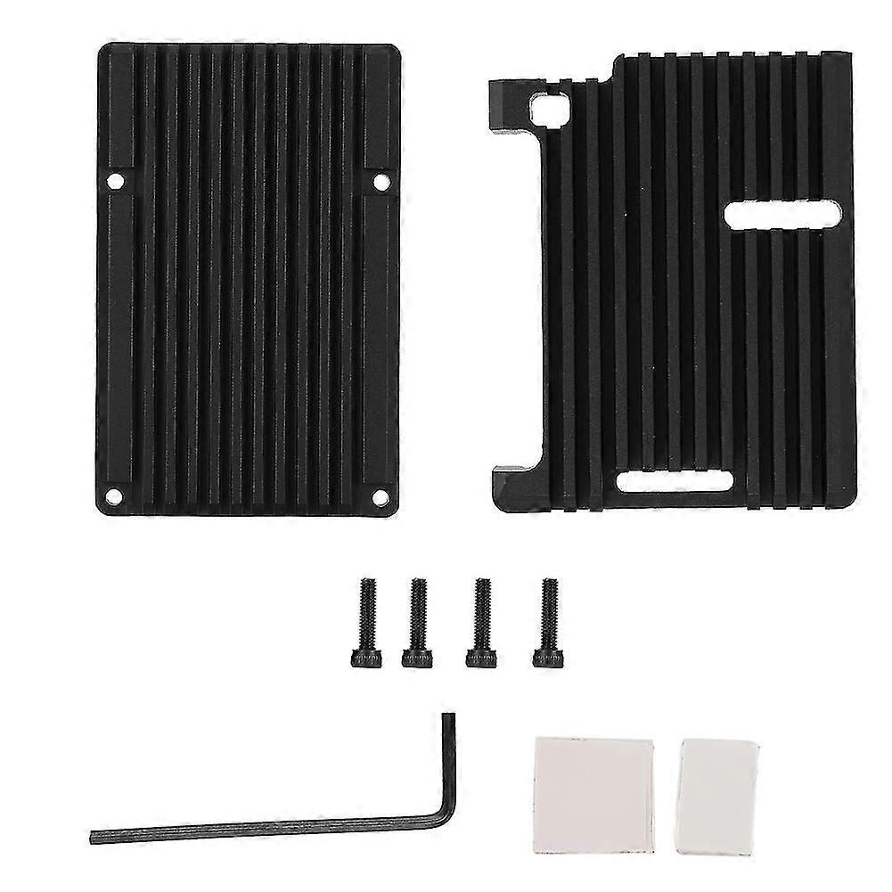 CNC Aluminum Alloy Case Enclosure Protective Box without Fan for Raspberry Pi 4B (Black)