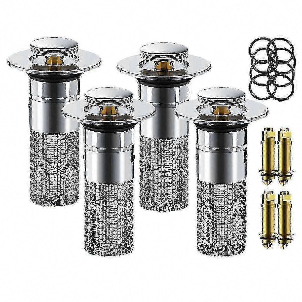 4pcs Stainless Steel Drain Stopper for Floor & Basin - Rustproof Mesh Filter