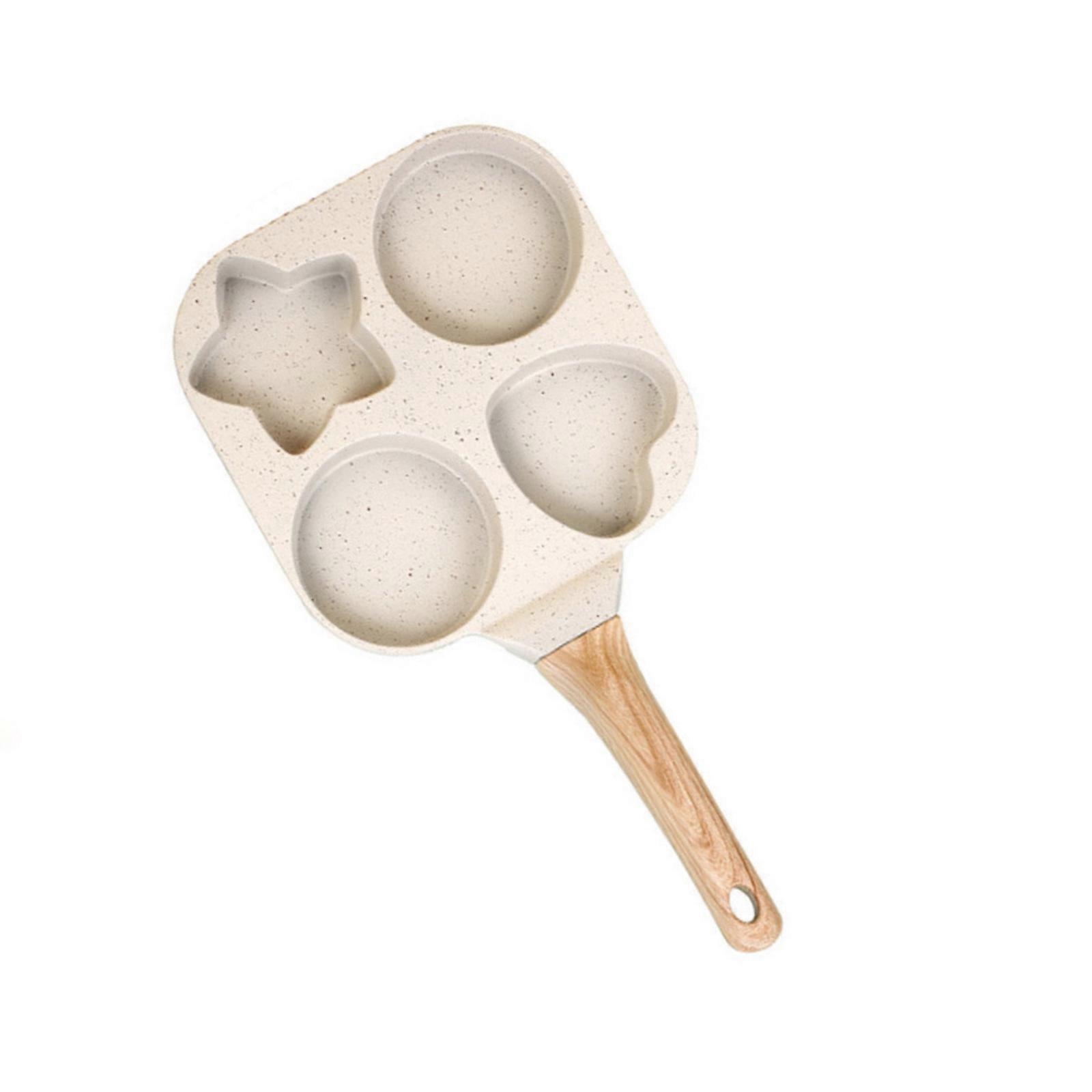 Nonstick Frying Pan for Eggs and Pancakes Omelette Maker Skillets Breakfast Cooker with Heat Proof Wood Handle  White