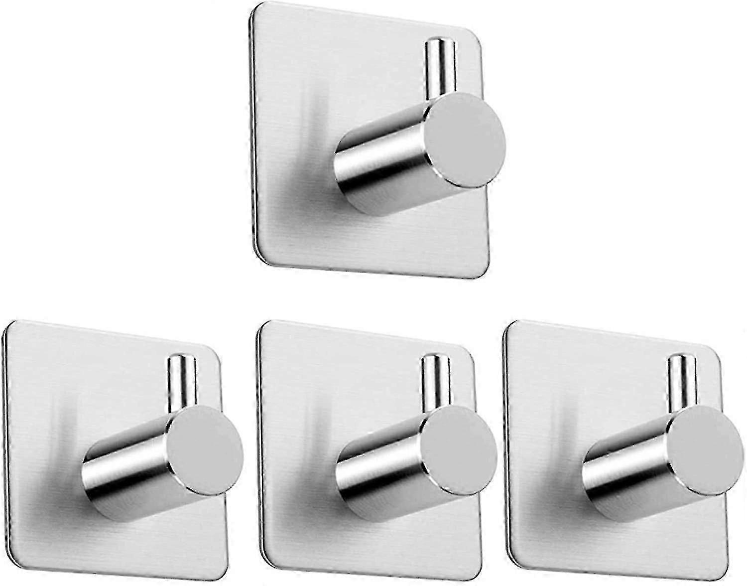 For Self Adhesive Hooks 4 Pack - Stainless Steel Robe and Coat Hooks, Anti-Rust Waterproof Stick on Hooks